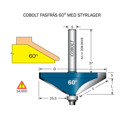 Cobolt Fasfräs 60gr L=15 F=30 D=61 | toolab.se