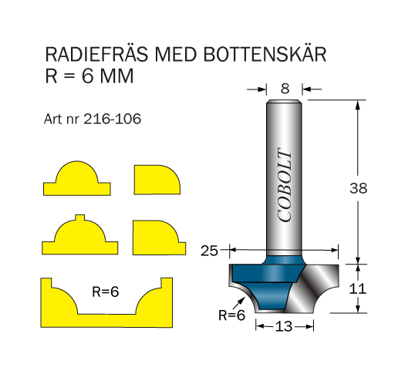Cobolt Radiefräs R=6 L=11 | toolab.se