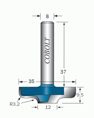 Cobolt Dekorfräs D1=35, R=3,2, D2=12