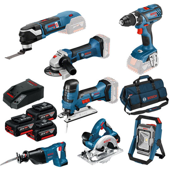 Bosch 18V Verktygspaket 5st (GSR/GST/GKS/GOP/GSA/GWS/GLI) 3x5,0ah - TOOLAB.SE