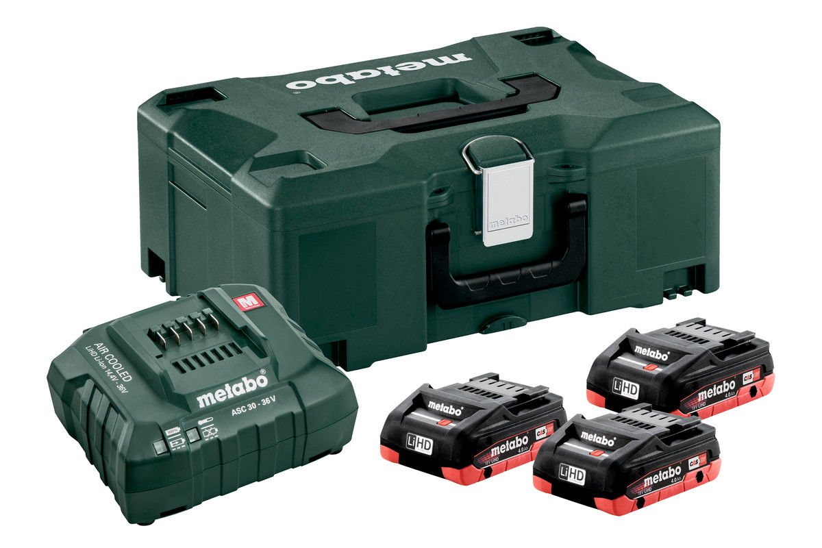 Metabo BAS-SET Batteriset (3x4,0ah LIHD + laddare) - batterier