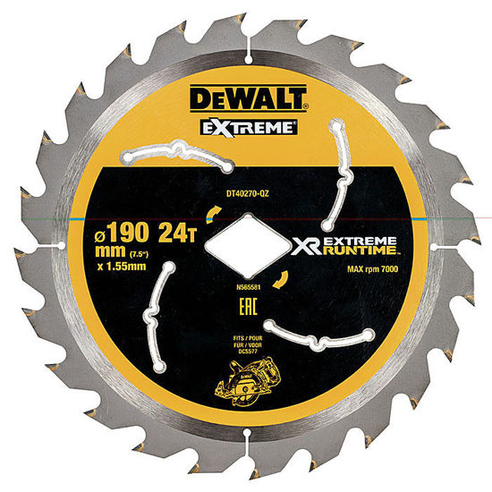 DeWalt DT40270 Cirkelsågsklinga XR 190mm x 24T  för DCS577 | toolab.se