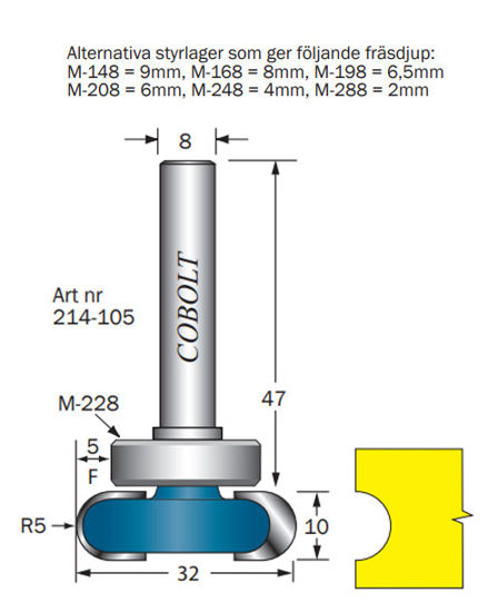 Cobolt Siddekorfräs L=10, F=5 D=32 S=8 | toolab.se