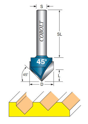 Cobolt V-spårfräs 45gr L=125 D=25 | toolab.se