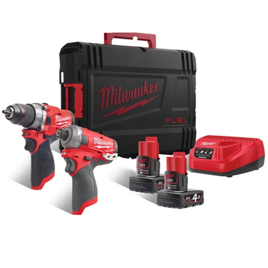 Milwaukee M12 FPP2AQ-402X Powerpack Verktygspaket 12V (2x4,0ah) - med