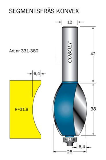 Cobolt Segmentfräs Konvex L=38 F=6 S=12 | toolab.se