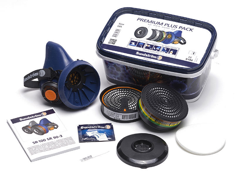 Sundström Premium Plus Pack Halvmask + Partikel-/Gasfilter - förvaringsbox