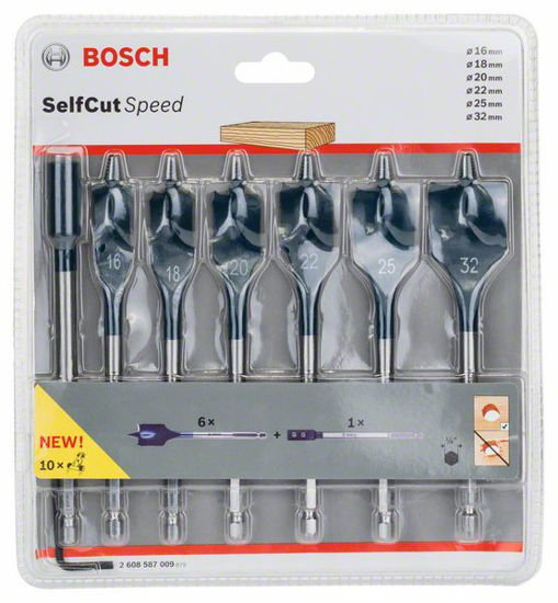 Bild på Bosch Self Cut Speed-flatfräsborrset 16-32 mm 7-delar