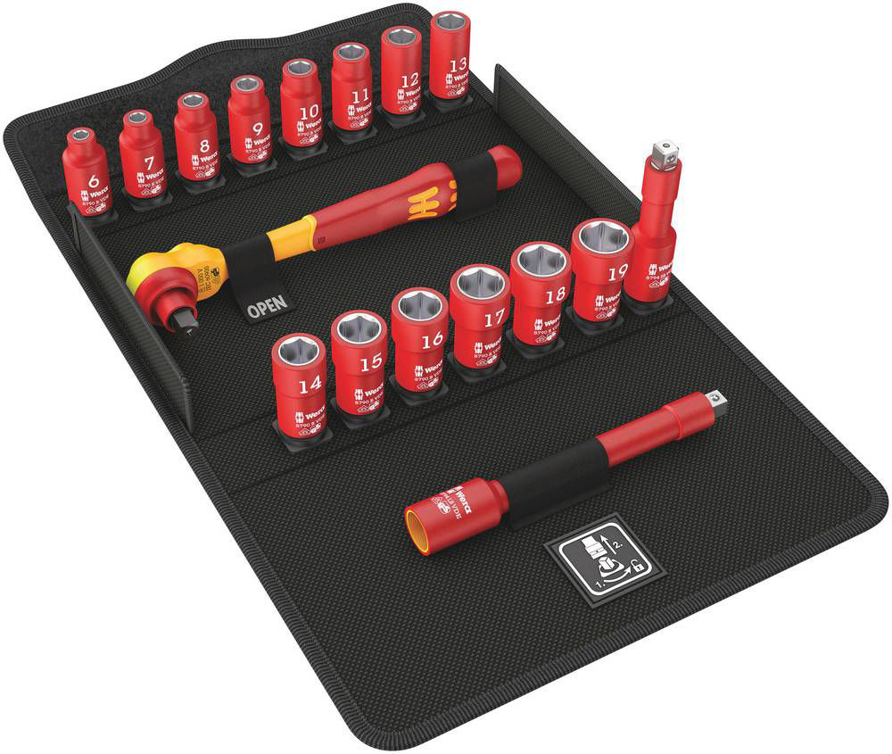 Wera Spärrhandtagssats 3/8 VDE 8100SB 17-delar - verktyg