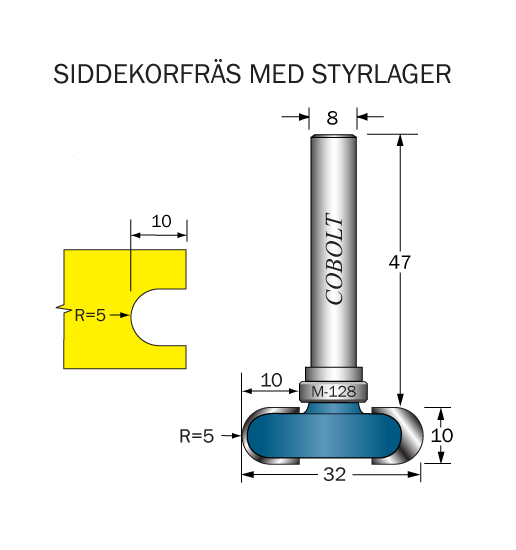 Cobolt Siddekorfräs L=10, F=10, D=32