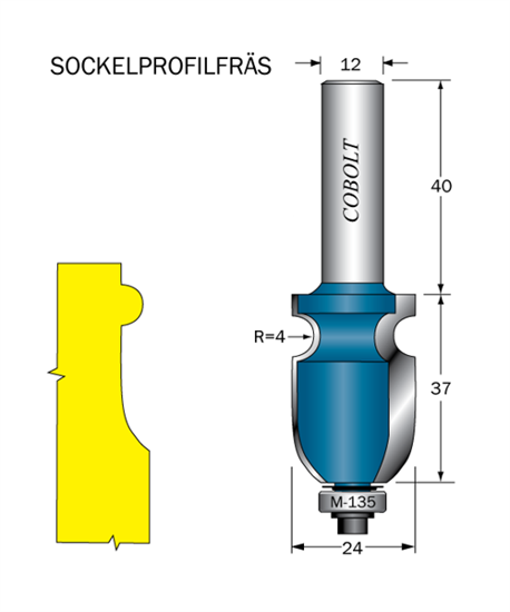 Cobolt Listprofilfräs "Sockel" L=37 S=12