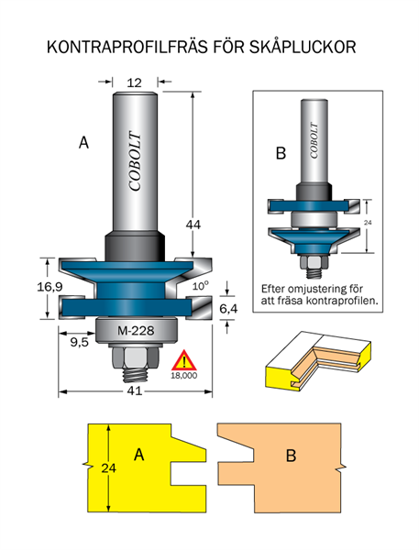 Cobolt Kontraprofilfräs 10° D=41 Not=6.4 S=12