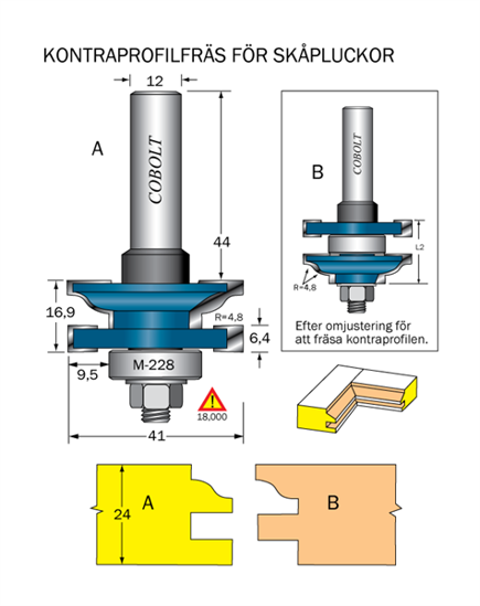 Cobolt Kontraprofilfräs R=4.8 D=41 Not=6.4 S=12