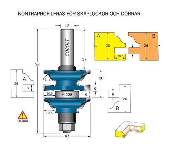 Cobolt Kontraprofilfräs R=5 D=43 Not=6 S=12