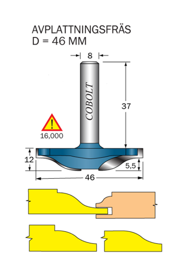 Cobolt Frisfräs D=46 R=12.7 L=9 S=8