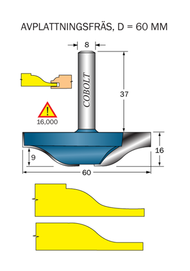 Cobolt Frisfräs D=60 L1=17 L2=9 S=8