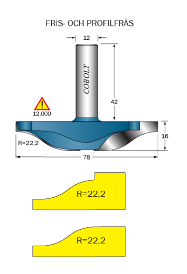 Cobolt Frisfräs R=22.2 D=78 L=16 S=12