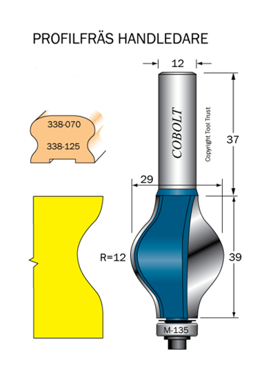 Cobolt Profilfräs R=12 D=29 L=39 S=12