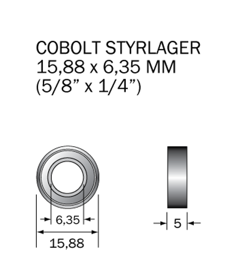 Cobolt Kullager 15,88 x 6,35 mm