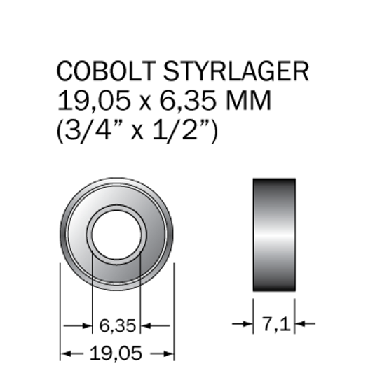 Cobolt Kullager 19,05 x 6,35 mm