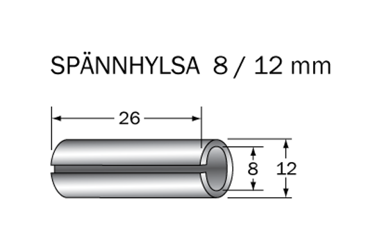 Cobolt Spännhylsa 8 < 12 mm L=26