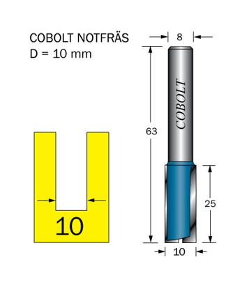 Cobolt Notfräs D=10 L=25 TL=63 S=8
