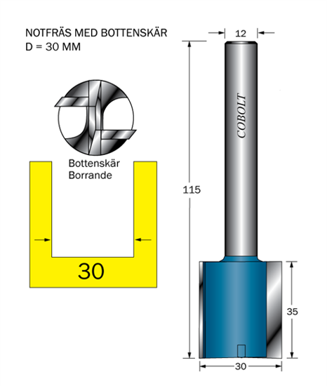 Cobolt Notfräs D=30 L=35 TL=115 S=12