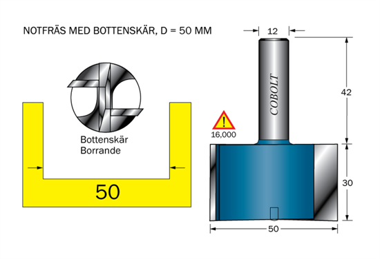 Cobolt Notfräs D=50 L=30 TL=72 S=12