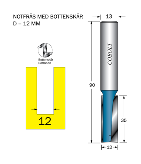 Cobolt Notfräs D=12 L=35 TL=90 S=13