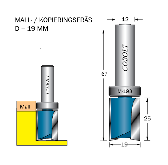 Cobolt Mallfräs D=19 L=25 S=12