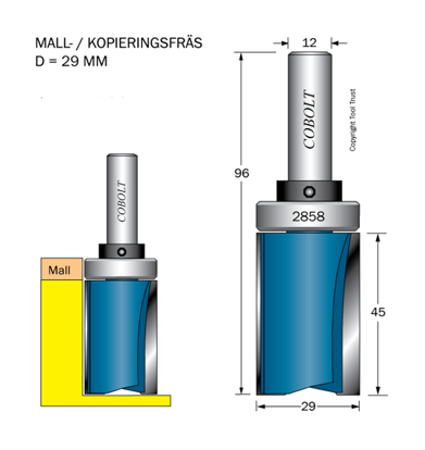 Cobolt Mallfräs D=29 L=45 TL=95 S=12