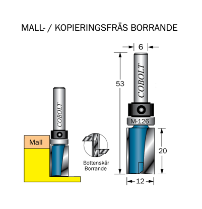 Cobolt Mallfräs D=12 L=20 TL=53 S=6