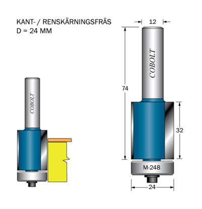 Cobolt Kantfräs D=24 L=32 TL=74 S=12