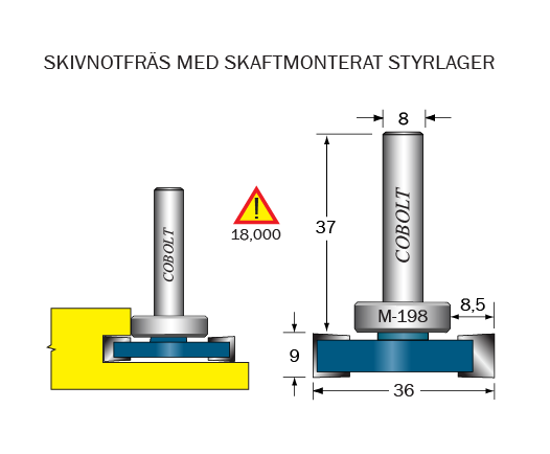 Cobolt Skivnotfräs L=9 F=8.5 D=36 S=8