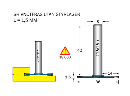 Cobolt Skivnotfräs L=1.5 D=36 S=8