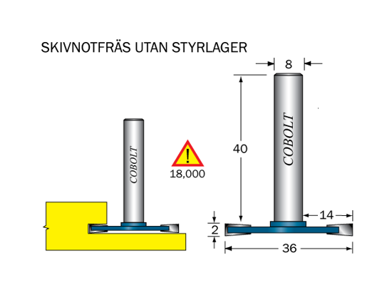 Cobolt Skivnotfräs L=2 D=36 S=8