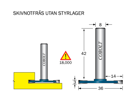 Cobolt Skivnotfräs L=3 D=36 S=8