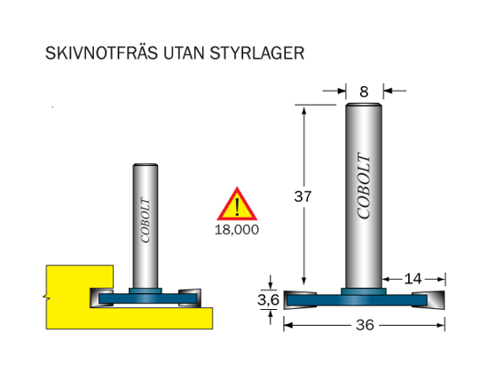 Cobolt Skivnotfräs L=3.6 D=36 S=8