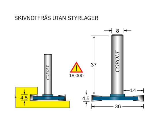 Cobolt Skivnotfräs L=4.5 D=36 S=8