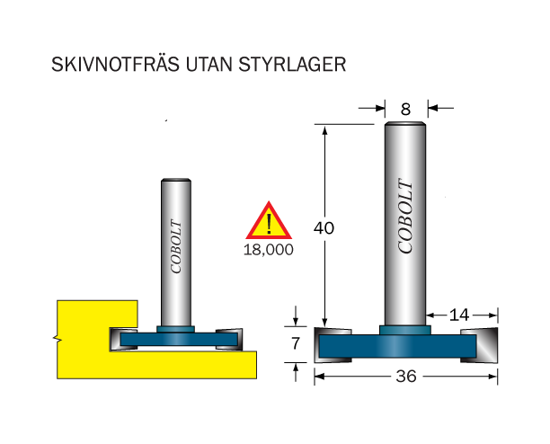 Cobolt Skivnotfräs L=7 D=36 S=8