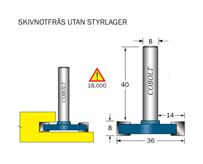 Cobolt Skivnotfräs L=8 D=36 S=8