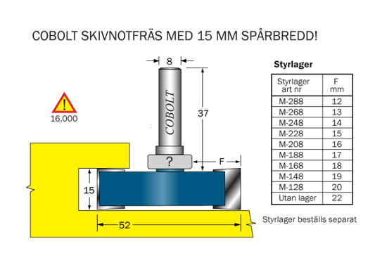 Cobolt Skivnotfräs L=15 D=52 TL=52 S=8