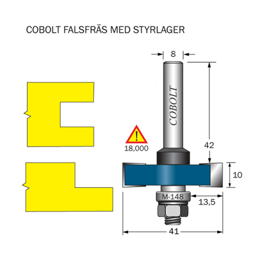 Cobolt Falsfräs L=10 F=13.5 D=41 S=8 SL=42