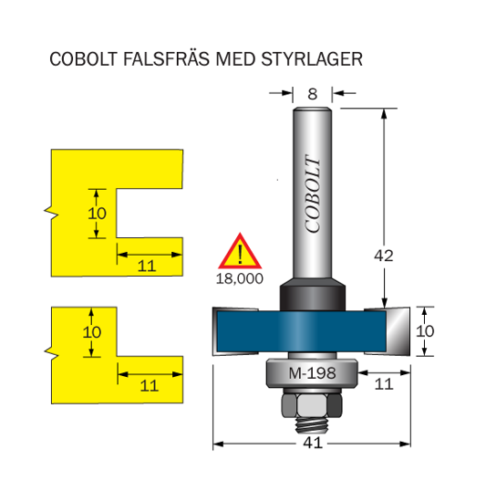 Cobolt Falsfräs L=10 F=11 D=41 S=8 SL=42