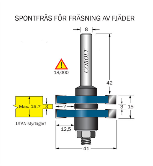 Cobolt Spontfräs L1=3 L2=15.7 D=41 S=8