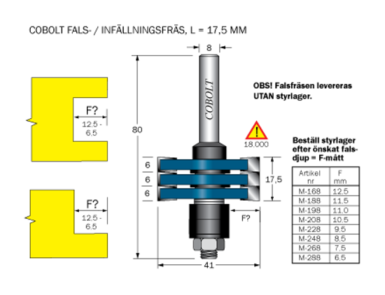 Cobolt Falsfräs L=17.5 D=41 TL=80 S=8