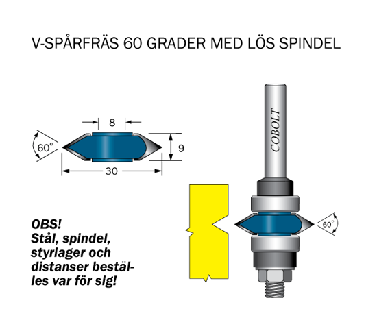 Cobolt V-spårskiva 60° D=30