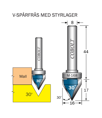 Cobolt Fasfräs 30° med styrlager M-168