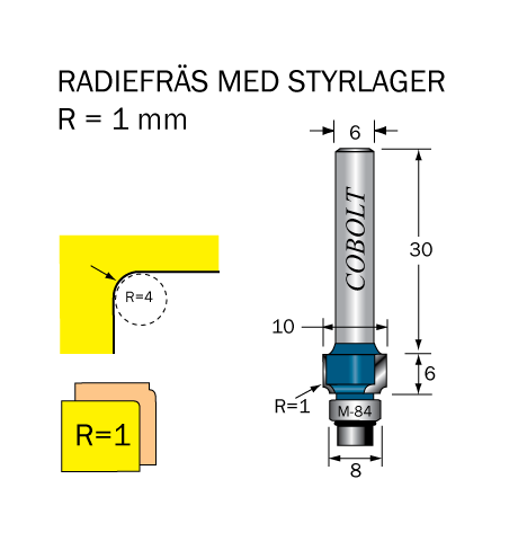 Cobolt Avrundningsfräs R=1 D=10 L=6 S=6