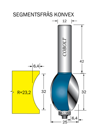 Cobolt Segmentfräs R=23.2 L=32 F=6 S=12